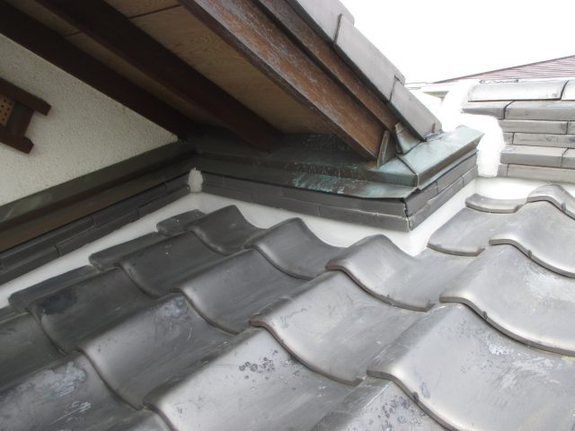 小野市の取り合い部もしっかり補修された漆喰